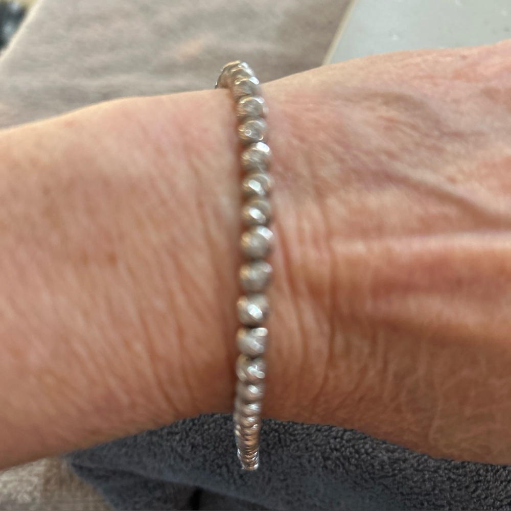 Real Solid 925 Sterling Silver Diamond Cut 6mm Diamond Cut Bracelet 7 1/2" Long